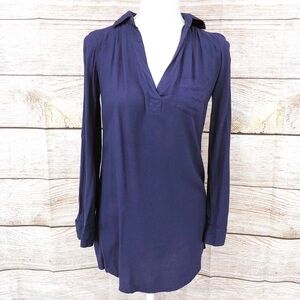 Anthropologie Sparkle and Fade Navy Blue Tunic Top Size XS